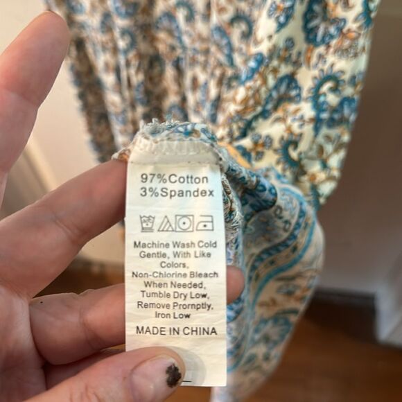 Hey Samy Smock Midi Dress In Blue & Mint Mixed Floral Printed Size M - Picture 11 of 12